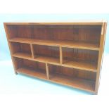 A Chinese rosewood bookcase, an arrangement of three open shelves, 5ft.