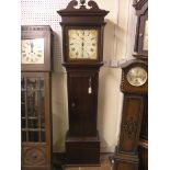 A George III 30-hour longcase clock, 12in. square, enamelled dial signed Davey, Lewes, subsidiary