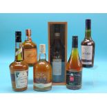 Brandy, six bottles including boxed Maxime Trijol