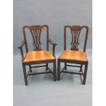 A set of eight Chippendale-style mahogany dining chairs, including pair of carvers, shaped top rails
