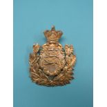 A Royal Lancaster Yeomanry helmet plate, with bright gilded finish, 5in. high