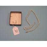 A pearl-type necklace, with 18ct. gold clasp