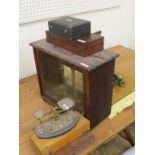 Weighing scales and weights, comprising painted cast iron scale, mahogany-cased apothecary scale,