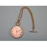 A 9ct. gold open-face pocket watch, enamelled dial with subsidiary seconds, keyless-wind, Birmingham