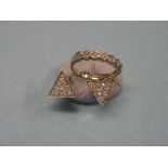 A 9ct. gold ring, set diamond chips in heart-shape settings, a pair of diamond ear-rings, numerous