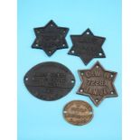 Railwayania, four iron rolling stock plaques, 1944-54, and another, smaller, 1965