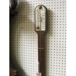 A mahogany stick barometer, I. Blatt, Brighton, with simulated ivory register plate, 35in.