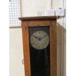 A Gent & Co., Leicester Pulsynetic master clock, light-stained pine case with single glazed door,