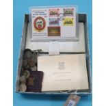A Franklin Mint British Virgin Islands proof coin set, 1974, other coins, and an Isle of Man First