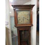 A late 18th century 30-hour cottage longcase clock, 12in. square brass dial signed James Roper,