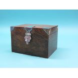 A late Victorian silver-mounted oak box, similarly mounted with silver lockplate and shaped hasp,