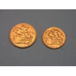 An Edward VII gold Sovereign, 1907, and a George V gold half-Sovereign, 1914