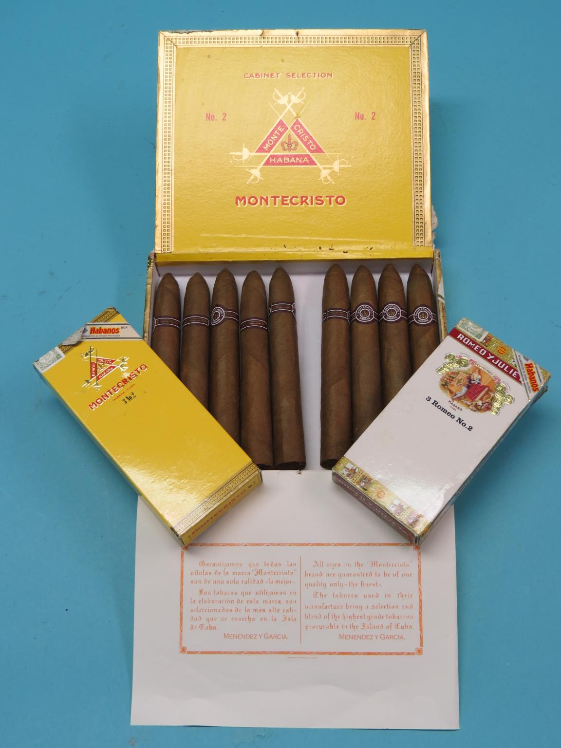 Montecristo No. 2 Habana cigars, incomplete case of nine, and two further boxes of three No. 2 - Image 2 of 2