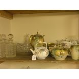 A small Victorian Wedgwood teapot, two other teapots and a continental porcelain part teaset, latter