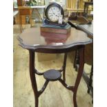 A 19th century mantel clock, walnut case with ebonised mouldings, enamelled dial and French bell-