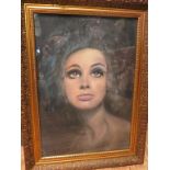 Lawrence Rushton - pastel portrait, young female with elaborate hair-style, signed and dated by
