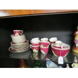 A Gladstone bone china part teaset, 37 pieces including milk jug and sugar bowl, claret and gilt