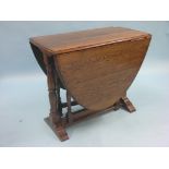 A gateleg table, oak top on beech underframe, 3ft.