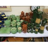 Denby and Lovatts tableware, all green and brown-glazed stoneware, numerous jugs, vases and pots