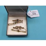 A 15ct. gold bar brooch, and three Victorian yellow metal bar brooches, set various stones