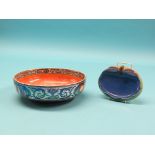 A Maling fruit bowl, Lucerne pattern, 9.25in., and a Royal Doulton butterfly ashtray