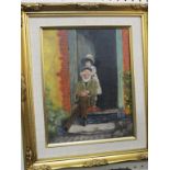 Leonard Day - group of five oils on canvas, each in moulded gilt frame