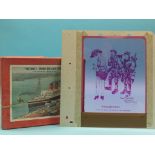Twenty-five Bruce Bairnsfather cartoon transparencies, two boxed Victory wood jig-saw puzzles,