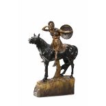 Stanislaus Capeque (1874-?), Amazzone a cavallo - terracotta, altezza cm 79 firmato [...]