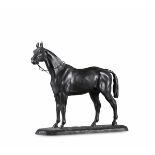 Gaston D'Illiers (1876-1932), Cavallo con finimenti - bronzo in patina nera, altezza [...]