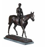 Isidore Jules Bonheur (1827-1901), Cavallo con fantino e finimenti - bronzo in patina [...]