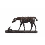 Dario Norfini (XIX secolo), Cavallo con cane accovacciato - bronzo in patina scura, [...]