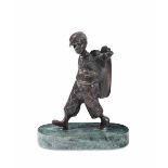Anonimo del XX secolo, Caddy - bronzo in patina scura, cm 18x14 - Start price : - 100 -
