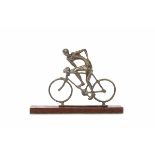 Anonimo, XX secolo, Ciclista - bronzo su base in legno, cm 17,5x15 - Start price : - [...]