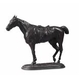 John Willis-Good (1845-1879), Cavallo sellato - bronzo in patina nera, altezza cm 38 [...]