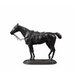 John Willis-Good (1845-1879), Cavallo con finimenti - bronzo in patina nera, altezza [...]