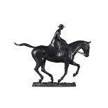 Enrico Malvani (1864-1934), Cavallo e amazzone - bronzo in patina nera, altezza cm 64 [...]