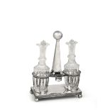 A cruet stand in molten, embossed and chiselled silver and cristal, Turin first [...]