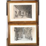 Sette stampe raffiguranti vedute del Museo Pio Clementino, XIX secolo, - cm 65x85, [...]