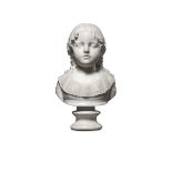 Busto di fanciulla in marmo bianco, scultore del XIX-XX secolo, - altezza cm 50 - [...]