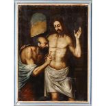 Scuola del XVII secolo, Cristo risorto con San Tommaso - olio su tela, cm 146x106 - [...]