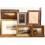 Lotto di sei piccoli dipinti XIX secolo, - varie misure - Start price : - 200 -