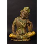 A Sancai glazed pottery figure of deity, 20th century - h cm 58 - Start price : - 500 -