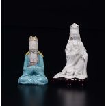 Two figures of Guanyin, a Blanc de Chine and a glazed stoneware one, China, Qing [...]