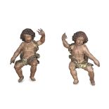 A pair of putti in polychrome and gilded wood. Baroque art, Austria or southern [...]