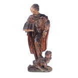 A wooden polychrome sculpture with a Saint (Saint Paul?) crushing a demon. 16th [...]