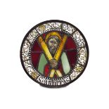 A polychrome glass depicting Saint Andrew. Glass artistry from Como, last decade of [...]