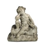 A dreaming putto in white marble. Italian Baroque sculptor active in the second half [...]