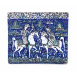 Grande mattonella Iran, periodo Qajar (1779-1925), XIX secolo, - Ceramica silicea, [...]