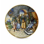 Piatto Probabilmente Francia, Lione o Nevers, 1580-1620, - Maiolica policroma. [...]