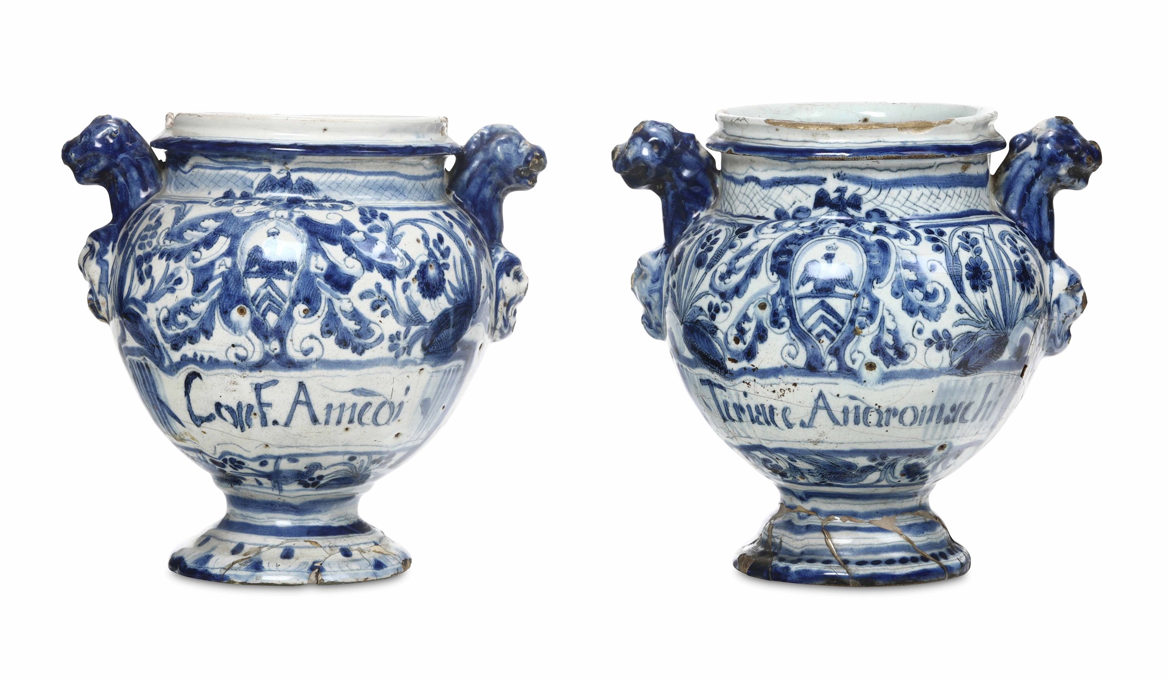 Due vasi elettuari Albisola, Manifattura Grosso, inizi del XVII secolo, - Maiolica. [...]